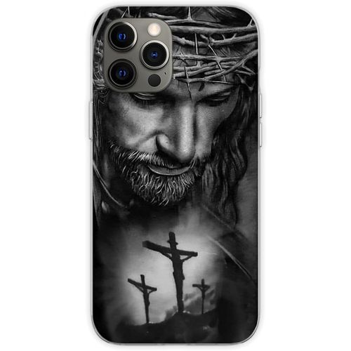 Bmtterqgwo-Coque Iphone 13 Jesus Christ Couronne Epines 3 Croix Tpu Souple Protection Anti-Choc Homme Femme