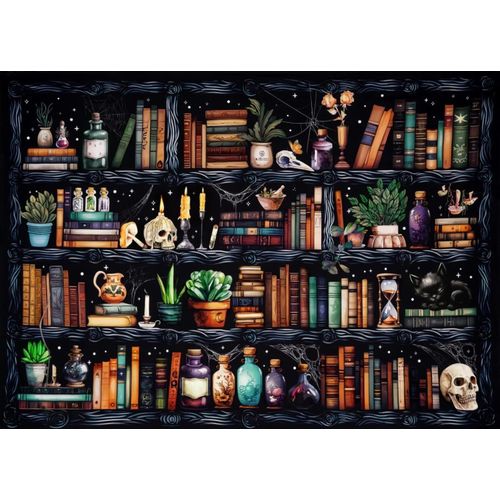 Bmtterqgwo - Kit Point De Crochet Bibliotheque Magique Pour Debutants Adultes Motif Crane Broderie Artisanat Aiguille Dimensions