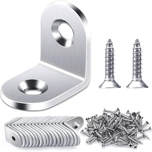 Bn-20 Pcs 20x20mm Angle Droit Support, Fixation Querre Inox 90 Degrs Support De Coin, Support D'Angle En Forme De L Livr Avec Vis