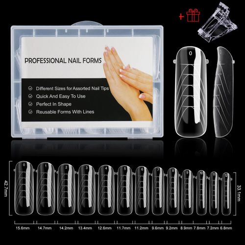 Bng-Top Forms For Nail,Demi-Couverture,Courbe C,Touriste Form,Faux Tips,Xr Nail Gel System,Acrylique Stiletto Mold Forms,Rainbow - Type New-130pcs-Box
