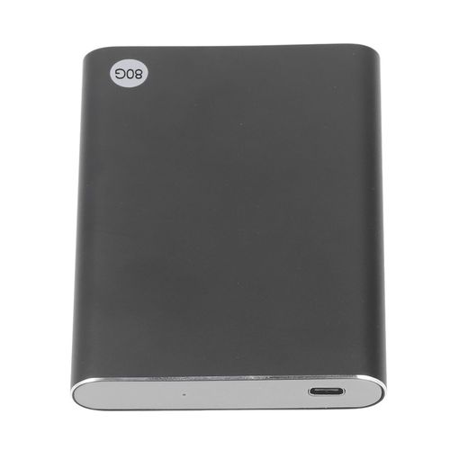 Boîtier externe HDD 2,5 pouces Type C USB3.1 jusqu'à 10 Gbit/s Disque dur externe portable ultra fin Disque dur mobile pour PC portable Noir 80 Go