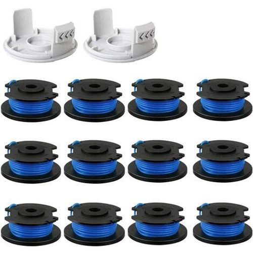 Bobine De Ligne De Rechange Pour Ryobi One+ Ac14rl3a 18v 24v 40v Bobine De Rechange Pour Coupe-Bordures 1,65 Mm 11 Pieds Pour Dbroussailleuse (12 Bobines + 2 Bouchons)