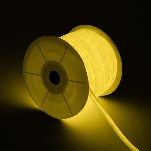 Bobine Non Led Flexible 360 Rond Dimmable 220v Ac 120led/M Ip67 Jaune 50 Mtres Sur Mesure Coupe Tous Les 100cm Jaune
