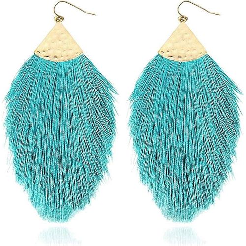 Bohme Silky Thread Fan Fringe Tassel Dclaration Boucles D'oreilles - Lger Brin Plume Forme Balance Pour Les Femmes Filles