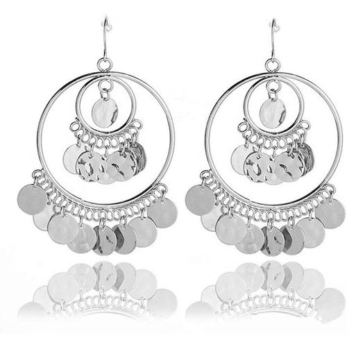 Bohemian Chandelier Coin Paillettes Dangle Drop Boucles DOreilles Perles Gitane Ethnique Tassel Hoops Avec Disque Charms Boho Oreille Bijoux Femmes - -
