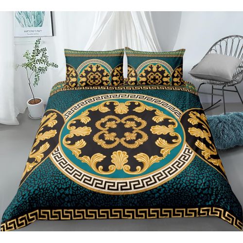 Boho Housse De Couette Bleu Imprim LOpard Housse De Couette Dor BohMe Enfant En Bas Age Ensemble De Literie Exotique Jungle Faune Animal tre
