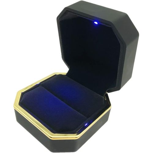 Bote  Bague Carre En Velours Noir Avec Lumire Led Pour Bague Demariage Avec Lumire Led