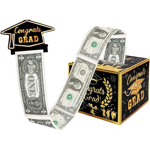 Bote  Cadeaux En Argent Pour Remise De Diplme, Bote  Monnaie Pour Cadeau D'argent, Bote Cadeau Pour L'obtention D'un Diplme 2025, Cadeau D'examen Noir Et Dor, Cadeau De Baccalaurat Et De
