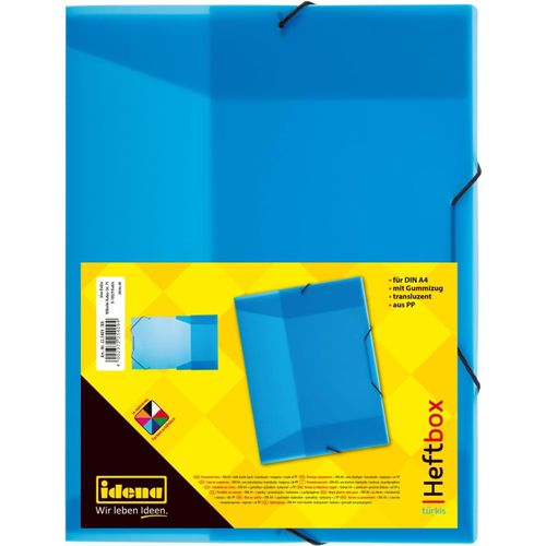 Bote  Classeurs Pour Din A4 Avec lastique, En Pp, Hauteur De Remplissage 3,5 Cm, Bleu Translucide, 1 Pice