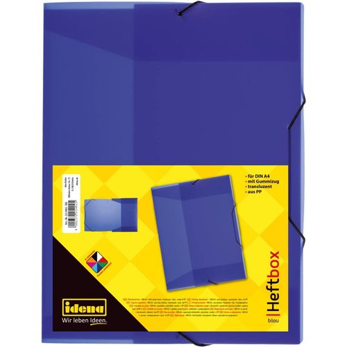 Bote  Classeurs Pour Din A4 Avec lastique, En Pp, Hauteur De Remplissage 3,5 Cm, Bleu Translucide, 1 Pice