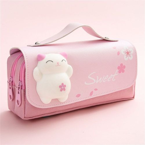 Bote  Crayons  Dcompression De Grande Capacit, Double Couche, tui  Crayons Portable, Kawaii, Chat Mignon, Pochette  Crayons, Papeterie