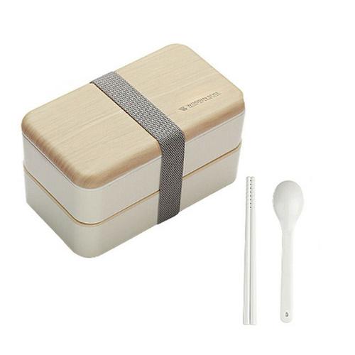 Boîte à déjeuner en bois à deux niveaux pour micro ondes Bento