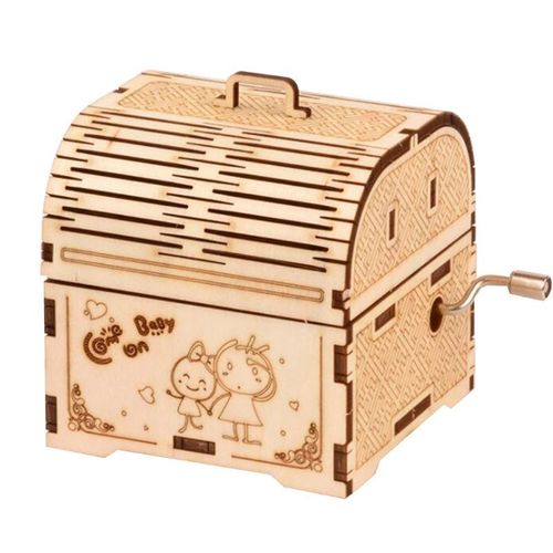 Bote  musique en bois  manivelle, modle 3D, Puzzle, jouet, kit artisanal en bois  assembler soi-mme, dcoration de la maison pour enfants D5QA