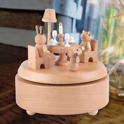 Boite a musique en bois aux couleurs vives, animaux de dessin anime, decoration de maison, artisanat, cadeau d'anniversaire #1