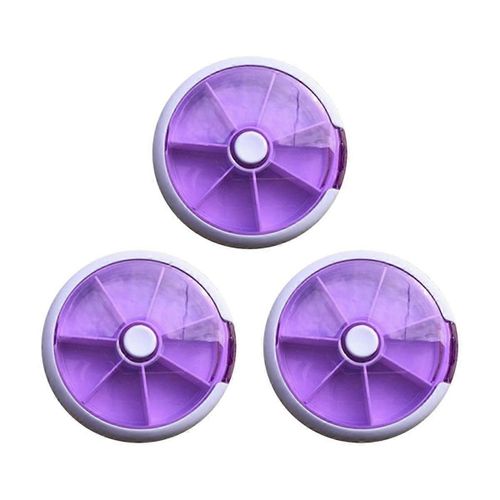 Bote  Pilules, Distributeur De Pilules De 7 Jours, Bote  Pilules Ronde, Mini Valises  Pilules De Style Rotatif De Forme Circulaire De 7 Jours Violet