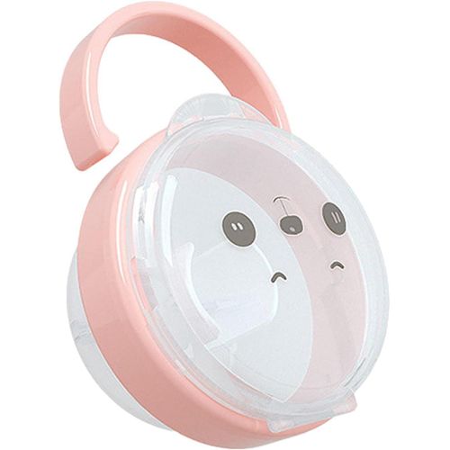 Bote  Sucette Pour Bbs, De Rangement Portable, Mignon Ttine Avec Poigne, Sans Bpa tanche La Poussire - Peut tre Accroch Sr Et Fiable Non Toxique, Rose