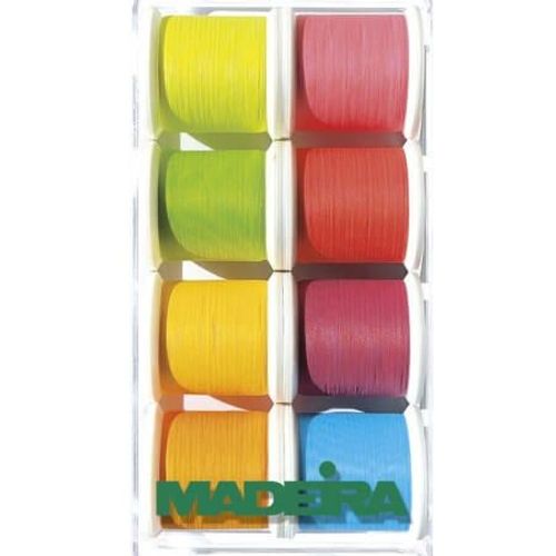 Boite De 8 Bobines De Fils  Broder Frosted Matt De Madeira (200 Mtres) - Couleurs Vives Et Mat Absolu Multicolore