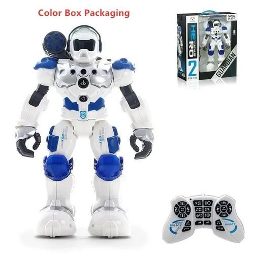 Bote de couleur bleue - Robot  programmation intelligente RC, dtection de geste, jet'eau, lance des projectiles chantants et dansants, tlcommande, jouets