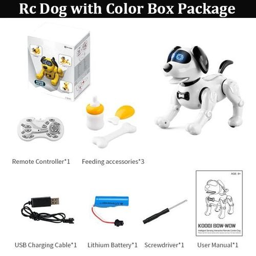 Bote de couleur grise - Robot Intelligent RC pour enfants, programmation intelligente, Interaction avec la musique, commande radio, animaux, jouets pour chiots, cadeau pour enfants