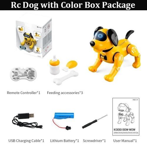 Bote de couleur jaune - Robot Intelligent RC pour enfants, programmation intelligente, Interaction avec la musique, commande radio, animaux, jouets pour chiots, cadeau pour enfants