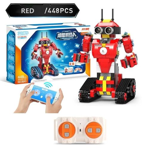 Bote de couleur rouge - Bloc de construction  assembler, programmation de Robot RC intelligent, double mode, commande vocale, capteur de gravit, contrle par application, cadeau pour enfants