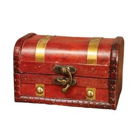Boîte de rangement d'accessoires de bijoux de coffre au trésor en bois 
