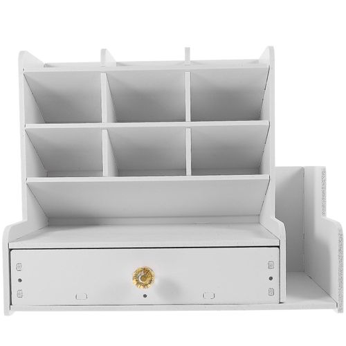 Bote De Rangement De Bureau Blanche Haut De Gamme  Composite Bois-Plastique, Multi-Niveaux, 30 X 25 X 15 Cm, Idale Pour Le Bureau Et Les tudes