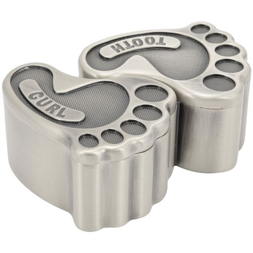 Boite De Rangement En Metal En Forme De Pied, Porte-Dents De Bebe Avec 2 Couvercles, Pour La Croissance Des Enfants, Cadeau Commemoratif, Collection De Bijoux (Boite Ancienne)