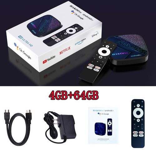 Bote de tlvision 4 Go 64 Go - HCabo Pro Android TV Box, Amlogic S905Y4, 2G, 4G DDR4, Ethernet HDR, Google Cetified, Home Streaming, Media First, 4K Set, Top Box,