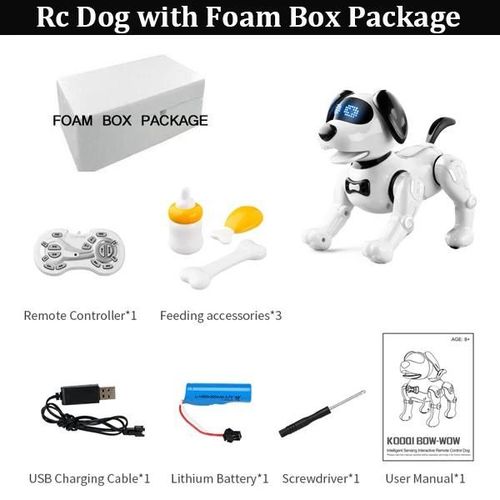 Bote en mousse grise - Robot Intelligent RC pour enfants, programmation intelligente, Interaction avec la musique, commande radio, animaux, jouets pour chiots, cadeau pour enfants