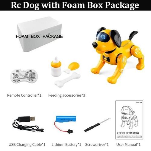 Bote en mousse jaune - Robot Intelligent RC pour enfants, programmation intelligente, Interaction avec la musique, commande radio, animaux, jouets pour chiots, cadeau pour enfants