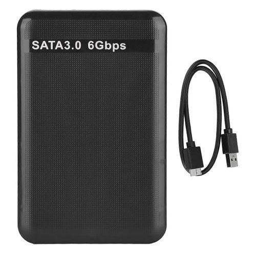 Botier de disque dur externe 2,5 pouces USB3.0 SATA3.0 Plug and Play Botier de disque dur Prise en charge d'une capacit de 3 To avec indicateur LED pour Windows Noir