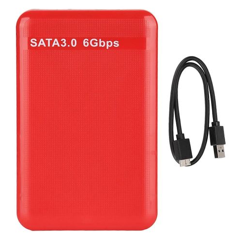 Botier de disque dur externe 2,5 pouces USB3.0 SATA3.0 Plug and Play Botier de disque dur Prise en charge d'une capacit de 3 To avec indicateur LED pour Windows Rouge