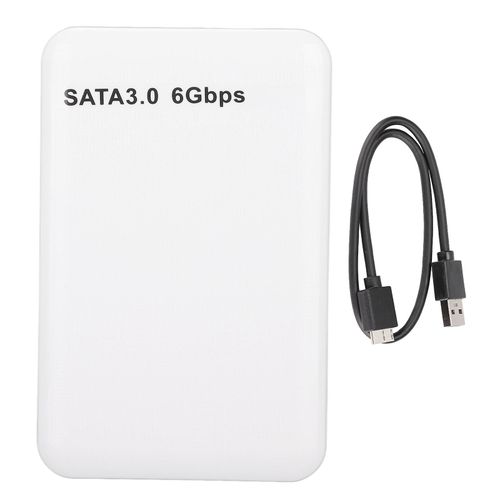 Botier de disque dur externe 2,5 pouces USB3.0 SATA3.0 Plug and Play Botier de disque dur Prise en charge dune capacit de 3 To avec indicateur LED pour Windows Blanc