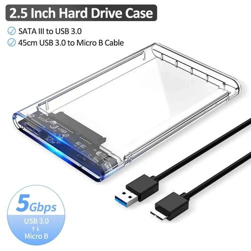 Botier de disque dur externe USB3.1, botier de disque dur de 2.5 pouces, rapide 5Gbps USB vers Micro type-c SATA HDD SSD, mallette de rangement pour ordinateur portable-USB3.0 to Micro