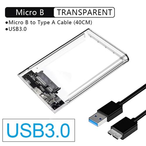 Botier de disque dur USB 3.0  2.5 pouces, botier SATA HDD SSD 5Gbps, botier de disque dur externe pour PC portable Smartphone PC portable-Micro to USB