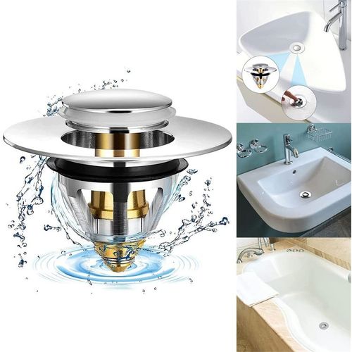 Bonde De Lavabo Universelle Pop-Up Bouchon Lavabo, Bouchon Lavabo Salle De Bain, Bouchon Baignoire Pour Lavabo De Cuisine, Pour Trous De Drainage 34-38 Mm