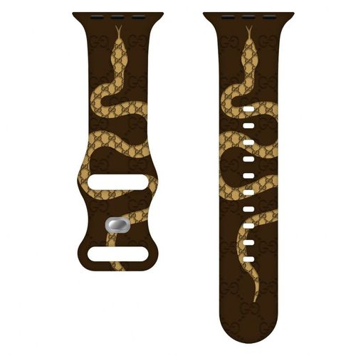 Bonne Chance Pour L'anne Du Serpent Double G Motif Serpent Silicone Cratif Polyvalent Adapt Au Bracelet Apple Watch S10 987654321 Gnration Se3-Caf Brun Clair (1/2/3 Gnration 42 Mm)/44/45/49