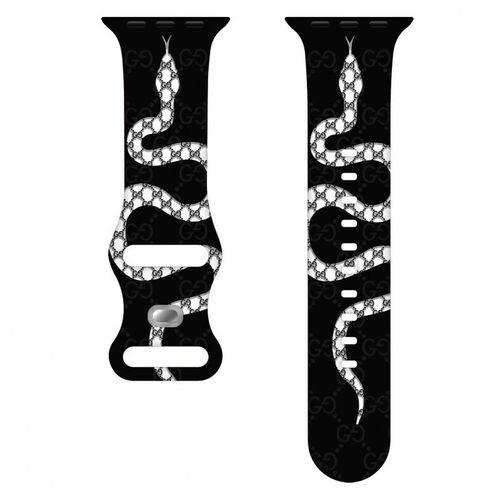 Bonne Chance Pour L'anne Du Serpent Double G Motif Serpent Silicone Cratif Polyvalent Adapt Au Bracelet Apple Watch S10 987654321 Gnration Se3-Noir Et Blanc - (1/2/3 Gnration 42 Mm)/44/45/49