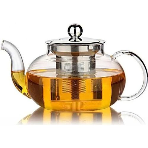 Bonne Thire En Verre Avec Infuseur En Acier Inoxydable Et Couvercle, Verre Pyrex Teapot Stovetop Safe, 27 Ounce 800 Ml, Effacer