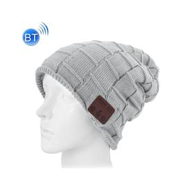 Bonnet Connecté gris pour gar?on et fille adultes Carré tricoté texturé  casque Bluetooth chaud d'hiver avec micro