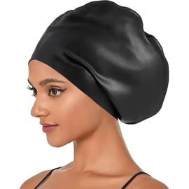 Bonnet de bain pour cheveux longs, bonnet de bain en silicone imperméable  pour femmes, hommes, enfants, filles, pour dreadlocks et cheveux courts,  garde les cheveux propres, oreilles sèches avec