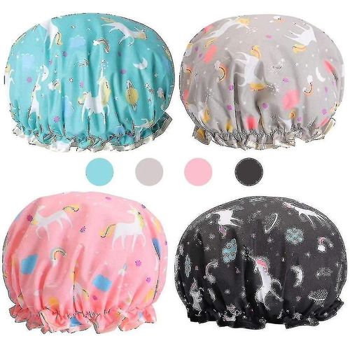 Bonnets De Douche Licorne Mignons  Lot De 4 Bonnets De Bain Impermables Et Rutilisables Pour Tous Types De Cheveux  Durables Et lgants