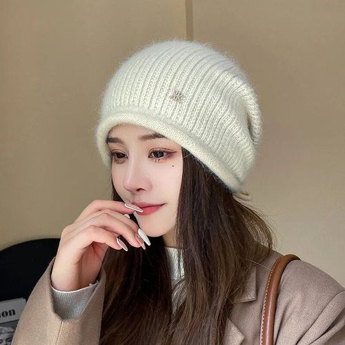Bonnets Skullies Pour Femmes,En Fourrure De Lapin,Tricots, La Mode,Pour Garder Au Chaud,Pour L'extrieur,Ajustable,Melon,Ski