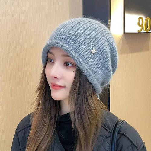 Bonnets Skullies Pour Femmes,En Fourrure De Lapin,Tricots, La Mode,Pour Garder Au Chaud,Pour L'extrieur,Ajustable,Melon,Ski