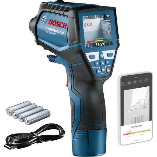 Bosch Professional Thermometre infrarouge GIS 1000 C (avec fonction application, plage de temperature 40 C a 1000 C, 4 pil