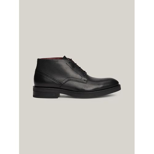 Bottes Basses En Cuir  Lacets Et Monogramme Premium Hilfiger Tl Lth Boot/Black - 45