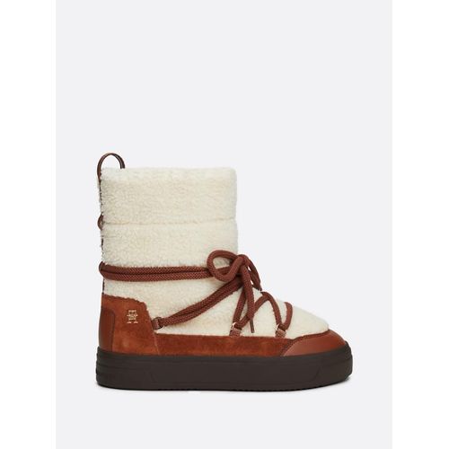 Bottes De Neige Fourres  Lacets Lace-Up Faux Shearling Snowboot/Cognac Brown - 40