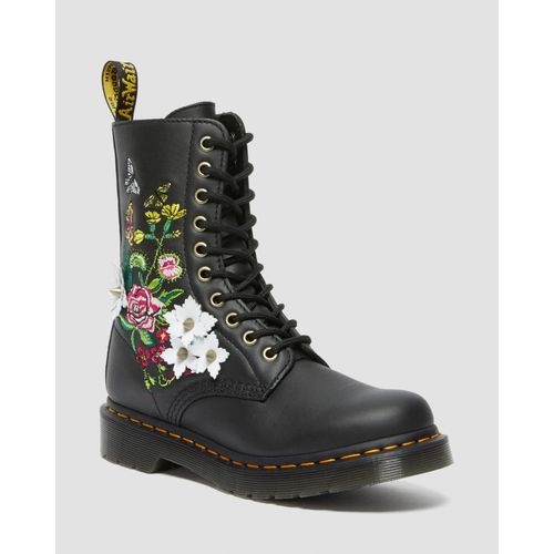 Bottes Femme Cuir Montantes 1490 En  Motif Fleuri En Noir - 40