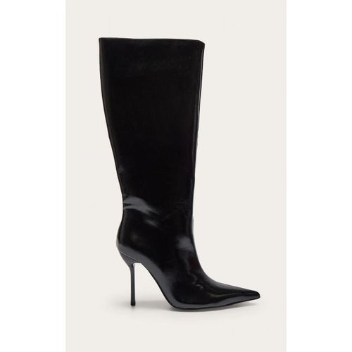 Bottes Hautes En Pu Noir  Talon Aiguille Et Bout Pointu, Noir - 38